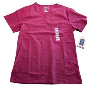 Cherokee Workwear Men's Scrub Top XS Wine WW675 New With Tags 2-Way Stretch